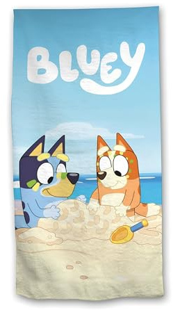 Ludo Toalla de Playa Bluey para Niños, 100% Microfibra, 70 x 140 cm, Secado Rápido, Diseño de Personajes en la Playa
