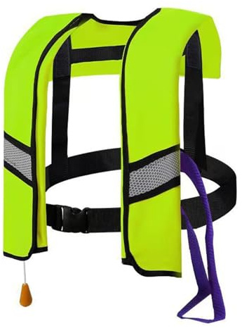 Vollautomatische Rettungsweste für den Außenbereich mit Reflektorstreifen, Rettungswesten mit automatischer Aufblasfunktion und Reflektorstreifen, Schwimmweste (Fluoreszierendes Grün)