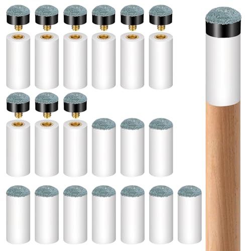 Xinjoduz 20 Stück 12mm Billard Queue Spitze Ersatz Schraub Tipps Billard Zubehör Ersatz-Schraubspitzen Billardqueues Spitzen mit Pool Queue Zwinge Billardtisch Ersatzteile für Billardstöcke