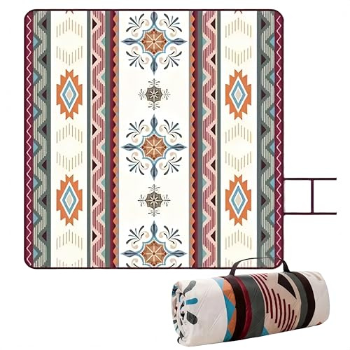 MEETOZ Picnic Blanket, Large Waterproof Picnic Mat for Camping, 200 x 200 cm, With Carrying, Foldable for Beach Camping, Family,Hiking,Garden,Park