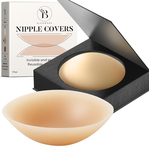 BLOOMORA Nipple Covers for Women – Reusable Sticky Silicone Nipple Pasties with Storage Case – Seamless, Adhesive & Invisible