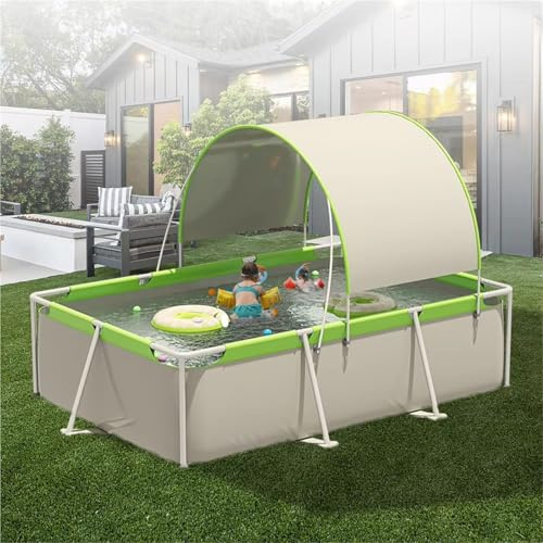 Piscina con Struttura in Metallo, Piscina Fuori Terra for Famiglie con Struttura in Acciaio e Parasole, Piscina Estiva Non Gonfiabile for Esterni, for Adulti, Cani e Sport Acquatici.(1.9m)
