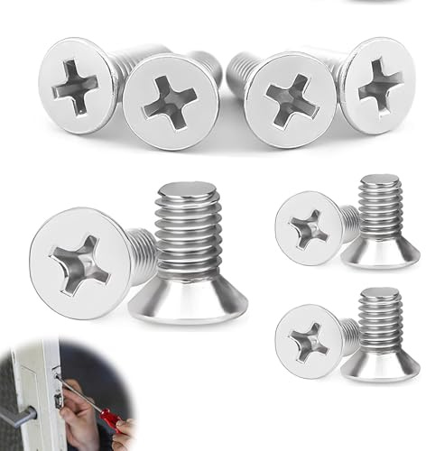 Grub Screws for Door Handles - 20PCS M3.5 M4 Flat Head Machine Screws - 304 Stainless Steel Phillips Head Screws for UPVC Multi Point Gearbox,Home Repairs,Fixtures and Woodworking