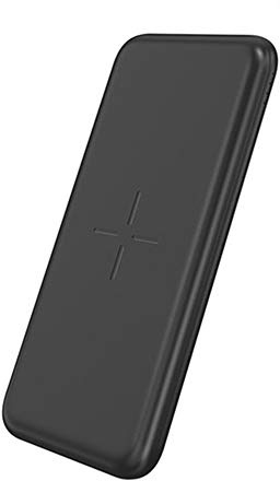 Power Bank,PowerBank Qi Charger Wireless 10000mAh Fast Charging External Battery Pack with Dual USB Output and Dual Input (Micro USB & Type-C) Compatible Qi Enabled Smartphones Devices
