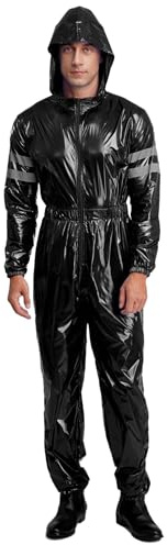 Monduelle herr dam arbetsoverall skyddsoverall med huva dragkedja arbetsoverall vattentät overall hantverkare arbetskläder, svart, 3XL