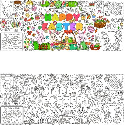 Papier-Tischdecke Ostern zum Ausmalen, 76 x 183cm Basteln Ostern Kinder, Ostern Basteln Malen Graffiti, Ostergeschenk Kindergeburtstag Deko, OsternParty Dekorationen