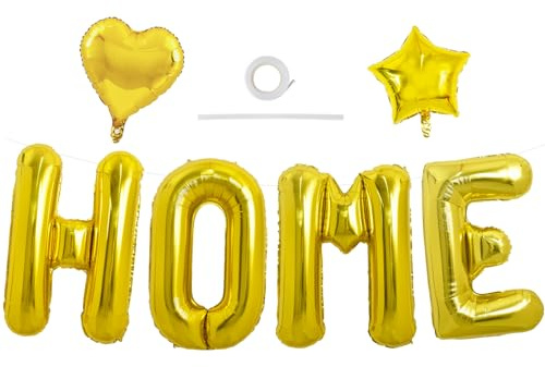 TONIFUL 40 Inch Gold HOME Letter Balloon, Large Decoraction for Housewarming, New Home Parties and Homecoming Celebrations,Premium Gold Balloon Banner for Welcome Sign and Party Supplies