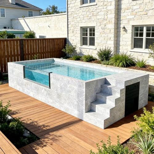 Piscina modular prefabricada de lujo personalizada para patio trasero, instalación rápida con azulejos de mosaico opcionales, forro acrílico, ideal para vacaciones familiares