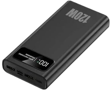 eRgDFS Display Digitale con capacità Power Bank 200000mAH 120W Super Veloce Compatibile con 15 14(Black 100000mAh)