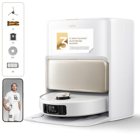 MOVA V50 Ultra Saugroboter, 24.000 Pa Saugkraft & Thermo-Wischen, Weiß | DuoSolution System, FlexScope Navigation & StepMaster System