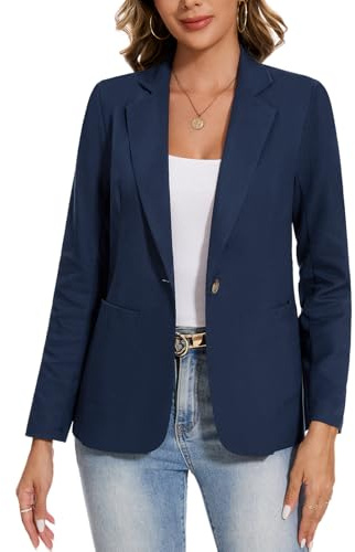 Women Cotton Linen Long Sleeve Blazer Notched Lapel Lightweight Jackets | Cotton Linen Long Sleeve Blazers Women UK Jackets Outerwear Notch Lapel Lightweight Jackets Office Work Casual Suits Wedding