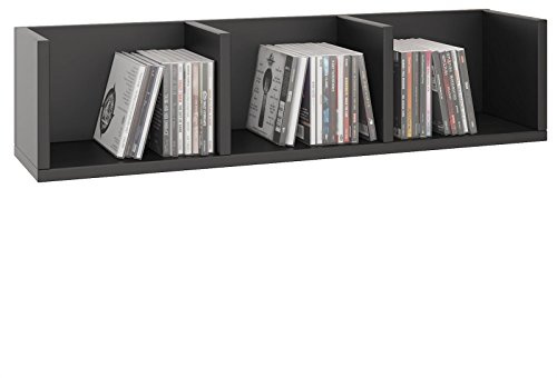 CARO-Möbel CD DVD Regal Stars Wandregal Hängeregal mit 3 Ablagefächern in schwarz, Dekorationsregal