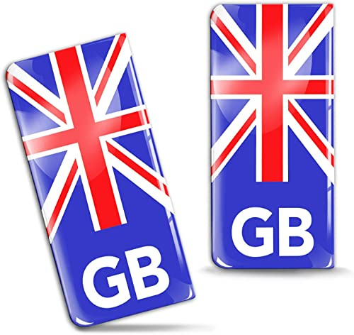 SkinoEu® 2 x 3D Gel Silikon Nummernschild Kennzeichen JDM Aufkleber Stickers Tuning Auto Motorrad UK GB Großbritannien National Flagge Union Jack EU QS 1