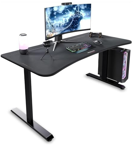 Respawn 1063 Gaming Desk with Cable Management - 63 Inch Ergonomic Full Computer Desk Mouse Pad, Sturdy Home Office Workstations, Laptop PC Console Gamer Table, Wooden Study Table for Bedroom - Black
