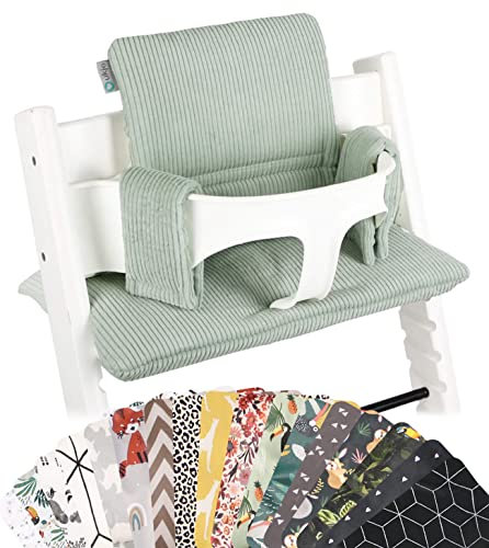 Ukje Kissen kompatibel mit Stokke - Weiches Sitzkissen für Säuglinge, Babys & Kleinkinder, Hochstuhlzubehör, Baumwollstoff-Einsatz, Handgefertigt in Europa (Mintgrün RIPP)