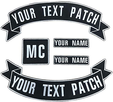 Benutzerdefinierte Weste Biker Patch, personalisierte Text Rocker Name Patch für Club, Motorrad, Taschen Jacken Kleidung (White on black)