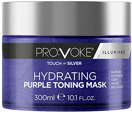 PROVOKE Touch Of Silver Hydrating Purple Toning Hair Mask 300 ml, Brightens Blonde, Platinum, White or Grey Hair Whilst Deeply Nourishing Damaged Hair