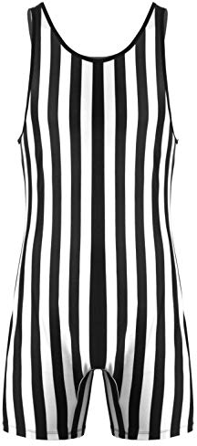 inhzoy Herren Ärmellos Jumpsuit Kurz Wrestling Singlet Bodysuit Stretche Gymnastikanzug Sport Fitness Body Leotard Top Unterhemd Unterwäsche Schwarz & Weiß XXL