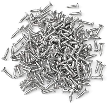 YunBey 200 Stück Kreuzschlitz-Blechschrauben Edelstahl Schrauben Flachkopf Blechschrauben für Hausreparaturen Holzbearbeitung