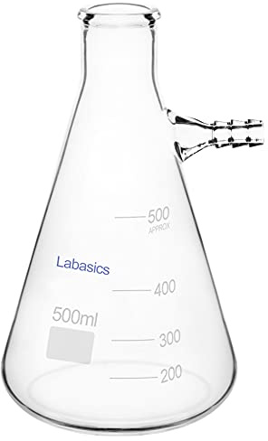Labasics Glass 500 ml Heavy Wall Borosilicate Glass Filtering Flask, Bolt Neck with Tubulation, 500 ml