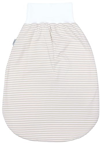 TupTam Baby Strampelsack mit Bund – Baumwolle für Frühling & Sommer, Farbe: Streifen Beige, Kinder Größe: 6-12 Monate