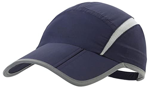 Magracy Unisex Schnell trocknende Sportmütze Sommer Faltbare Laufmütze mit reflektierendem Krempe Outdoor atmungsaktivem Netz-Hut, Marineblau
