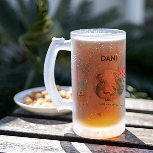 Wanapix | Jarra de Cerveza Personaliza con Foto y Texto | Jarra de Cristal Esmerilado (Opaco) | 500 ml | Apta Lavavajillas | 100% Personalizado