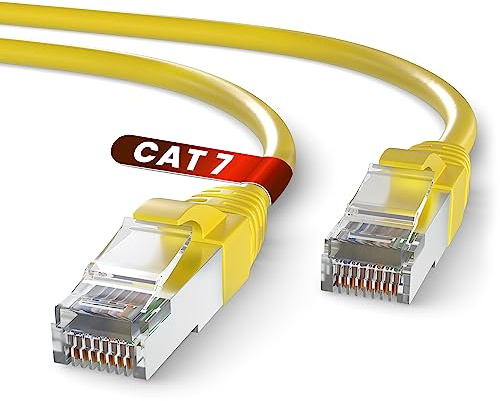 Mr. Tronic Cat 7 Ethernet Kabel 15m, CCA Hochgeschwindigkeits Ethernet Kabel, Innenbereich Patch LAN Netzwerkkabel mit RJ45 Stecker | 28AWG, SFTP geschirmtes Internetkabel (15 Meter, Gelb)