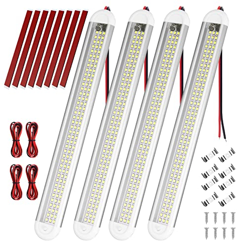 URAQT LED Innenlichtleiste, 120 LEDs, 12V Universal Lichtleiste mit Verlängerungskabel, Weiße Lampe für Fahrzeuge und Anwendungen (4PCS)