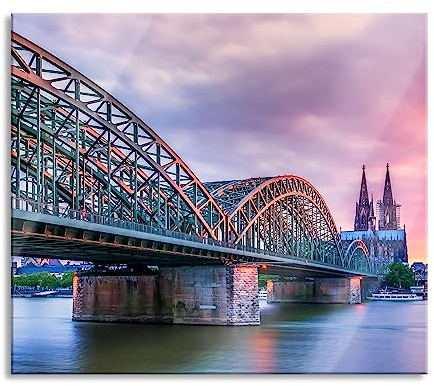 Hohenzollernbrücke in Köln Herdabdeckplatte & Spritzschutz aus Echtglas | Für Herd-Kochfelder | 60x52 cm