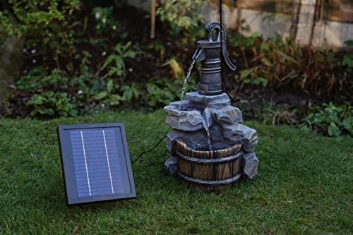 Indoor/Outdoor Garden Water Fountain Outdoor water fountain Battery Backup Garden Outdoor Solar Hand Pump Style Water Fountain Feature for Deck, Patio, Porch, Yard Decor Decoration