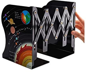 RUTAVM Buchstützen Buchstützen, dekorative Buchstützen for schwere Bücher, Verstellbarer Bücherregalhalter, dekorativer Büro-Buchstopper for zu Hause bücherstützen (Color : Planet-22x17.5cm)