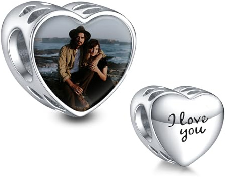 NINGAN Photo PersonnaliséE Charm Perles 925 Argent Sterling Chats Et Chiens BéBé, Photos De Famille Descendance Cadeaux De Charme PersonnaliséS Pour La Famille Et Les Amis
