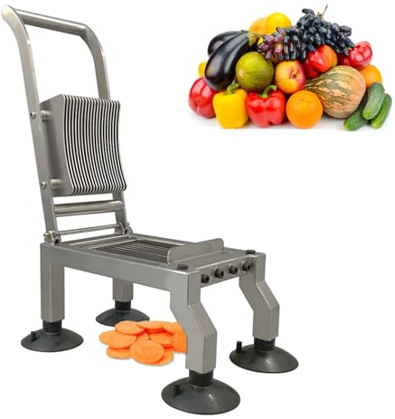 Coupe-légumes commercial, coupe-frites en acier inoxydable Outil de trancheuse de tomates avec 4 ventouses, Machine à trancher les pommes de terre multifonctionnelle de coupeuse de fruits (5mm)