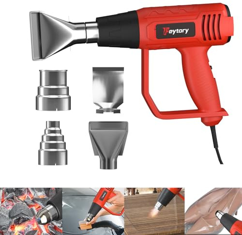 Heat Gun, AUTOFU 2000W Heavy Duty Hot Air Gun Kit 300℃ & 600℃ Dual Temperature Settings with 4 Attachments Nozzles, Overload Protection for Crafts, Shrink Wrapping/Tubing, Paint Removing, Epoxy Resin