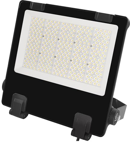 EMOS LED Strahler AVENO 200W asymmetrisch, IP66 wasserdichtes dimmbares Outdoor Aluminium-Flutlicht für Feuchträume, Innen und Außen, Helligkeit 31000lm, Neutralweiß 4000K, Lebensdauer 50000h