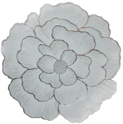 fanquare Rose Placemats Set of 6 Floral Elegant PVC Silver Flower Place Mats with Gold Border Heat Resistant Washable Non-Slip Tablemats for Dining Table Kitchen Decoration 38cm
