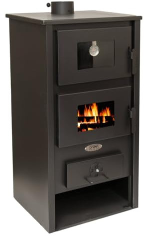 Stufa a legna con forno in acciaio ANYA 12,2 KW L 52 x P 46 x H 105