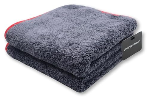 Pitspot® -Mikrofasertuch 1.200 GSM Auto 2er Set, Poliertuch saugstark & weich, 40x40cm, Autopflege, Mikrofasertuch & Trockentuch Auto polieren
