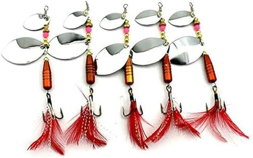 LPUKOI Esche da pesca a cucchiaino rotanti in linea, ami affilati con manicotti colorati, adatte per trota, black bass e altri pesci, 9,5 cm - 13,2 g