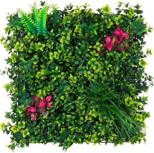 Yangrass Pannelli da parete in legno di bosso artificiale, 50,8 x 50,8 cm, 8 pezzi, pannelli da parete con foglie di piante di menta, sfondo verde per la privacy con protezione UV, decorazione per