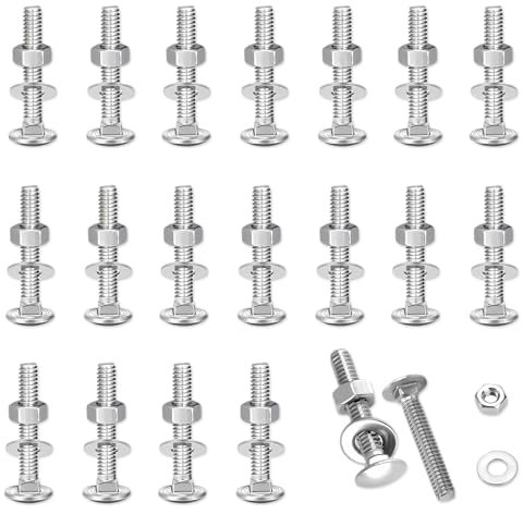 Lot de 20 boulons de carrosserie m5 M5 x 40 avec Écrous et Rondelles - Fixation Industrielle et Décoration Maison - Vis à Tête Plate Polyvalentes pour Bricolage, Mécanique, Mobilier