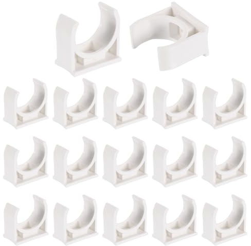sourcing map Lot de 18 colliers de serrage en PVC pour tuyaux d'eau en forme de U, support de tube d'irrigation pour plateaux TV, supports de tuyau, support de tuyau, support de tuyau, blanc
