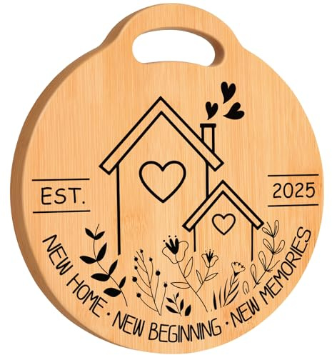 New Home Gifts, House Warming Gifts New Home, Creative Round Shaped - Bamboo Cutting Board, Housewarming Gifts Ideas for Couple Friend Family