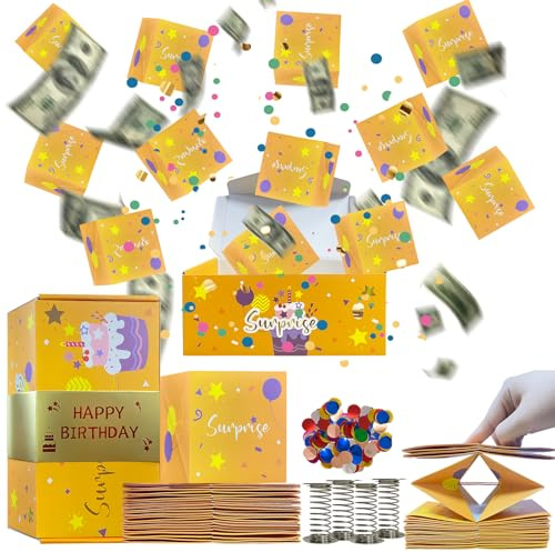 WINUSD Birthday Money Gift Box Surprise, Cash Pop-Up Gift Box for Adults, DIY Folding Surprise Box for Birthday Anniversary Wedding Graduation Celebration Gift