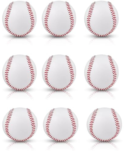 LITTLECUCU Lot de 9 balles de baseball souples pour enfants – Balle d'entraînement en mousse PU pour débutants, balles rondes pour jeux d'intérieur et d'extérieur et machines à lancer