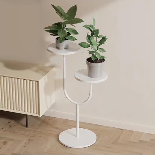 Portafiori, portapiante da interno e da esterno, portavasi in metallo, portapiante, portafiori alto, portafiori angolare adatto per terrazza, giardino, soggiorno, balcone, camera da letto, bianco