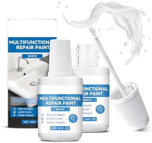 RoserRose 60ml Emaille Reparaturset, 2 StüCk Emaille Reparatur Lack, Badewannenlack Weiß FüR Badewanne, Fliesen, Metall, HeizköRper, Keramik, Waschbecken, MöBel, Ohne Schleifen FüR Kratzer, Schrammen