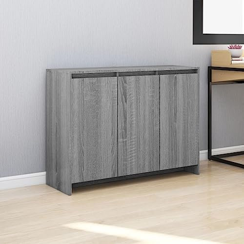 MOBCANT Sideboard, Mehrzweckschrank Geschirrschrank Barschrank TV-Schrank Geeignet für Schlafzimmer Korridor Wohnbereich Küche Grau Sonoma 102x33x75 cm Holzwerkstoff