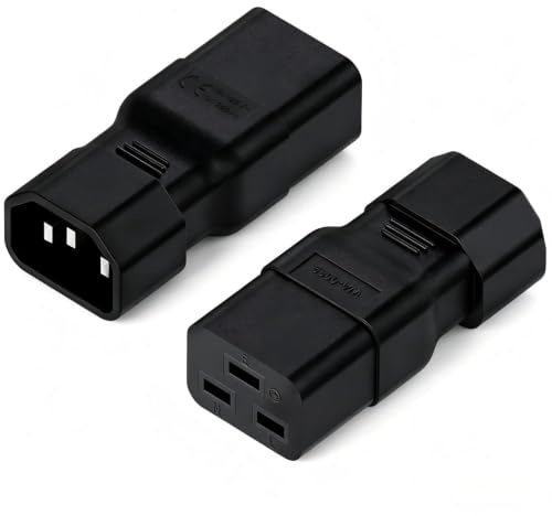 VISSQH 2 pezzi Connettore di Adattatore alimentazione da IEC 320 C14 Plug Maschio a C19 Presa Femmina 3 spine (nero)